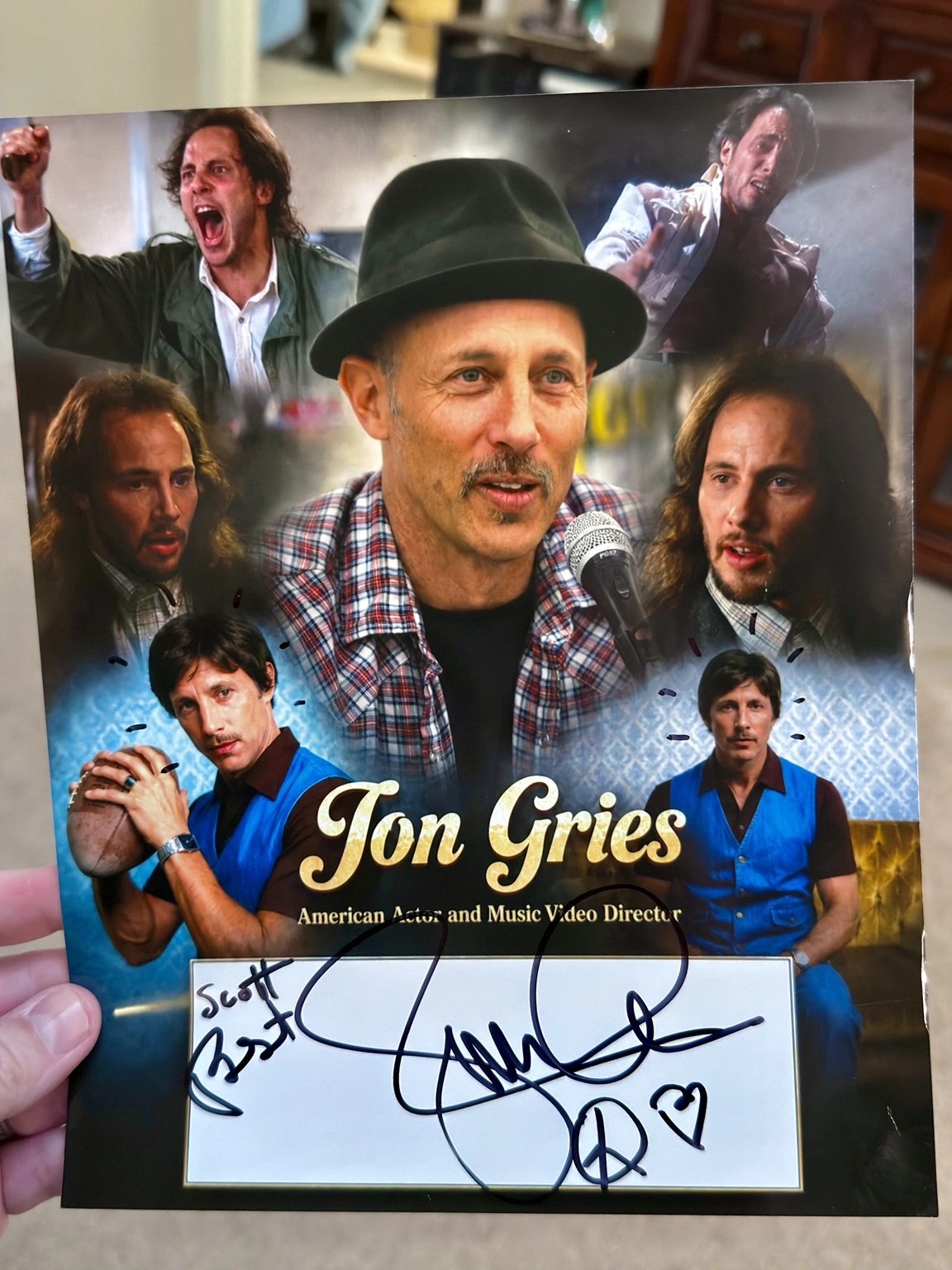 Scott Brooks’s custom Jon Gries collage, signed and personalized to Scott.