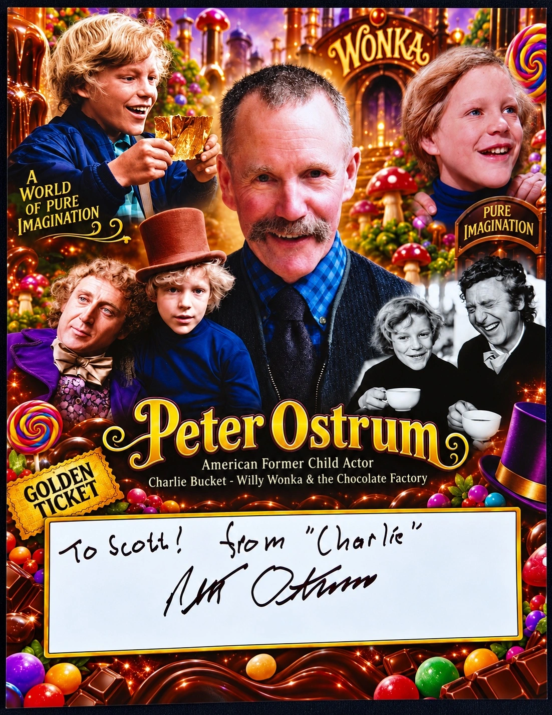 My Peter Ostrum collage, personalized and signed.