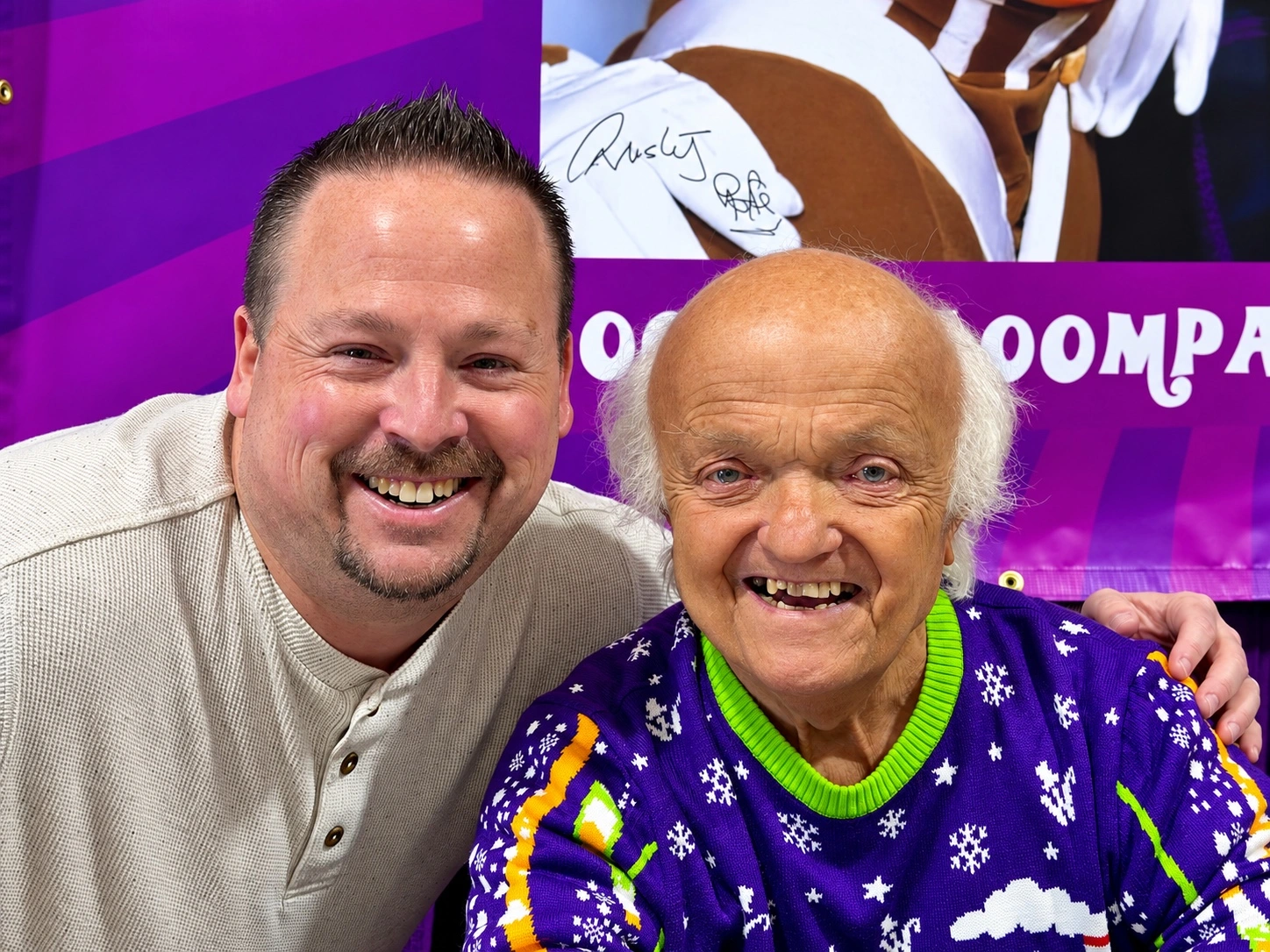 My photo with Rusty Goffe, one of the original Oompa Loompas.